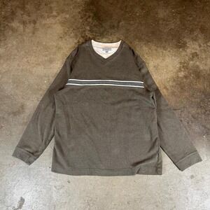 Method V Neck Long Sleeve Corduroy Stripe Accent Casual Mens L